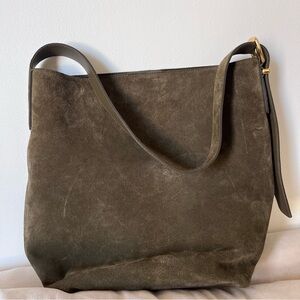 Elegant Olive Suede Tote Bag
